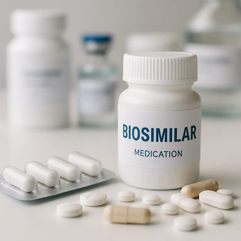 flacons de biosimilaires en laboratoire
